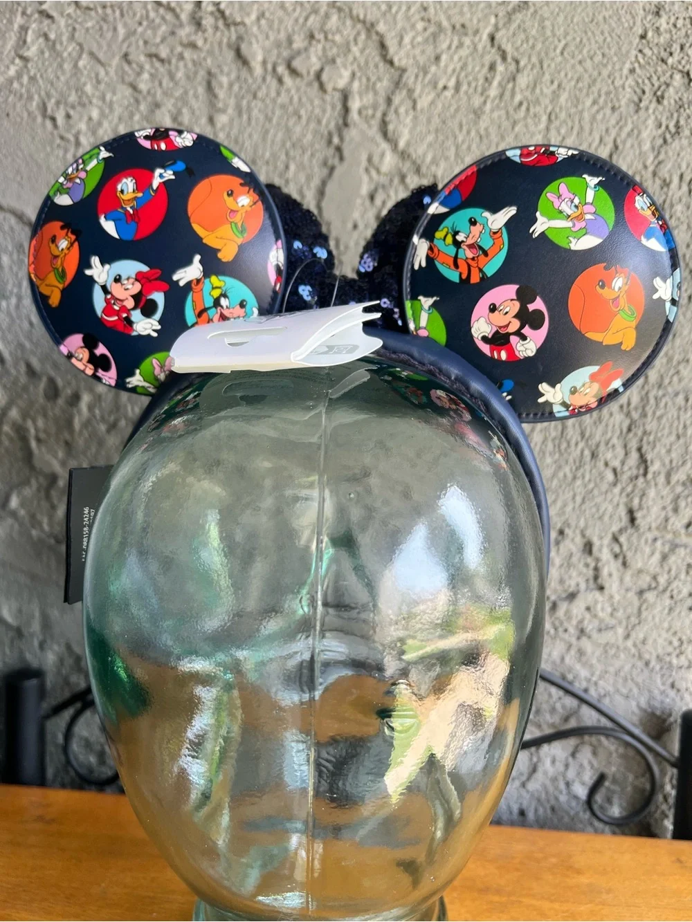 Mickey & Friends Sequined Bow Navy Blue Ears Headband